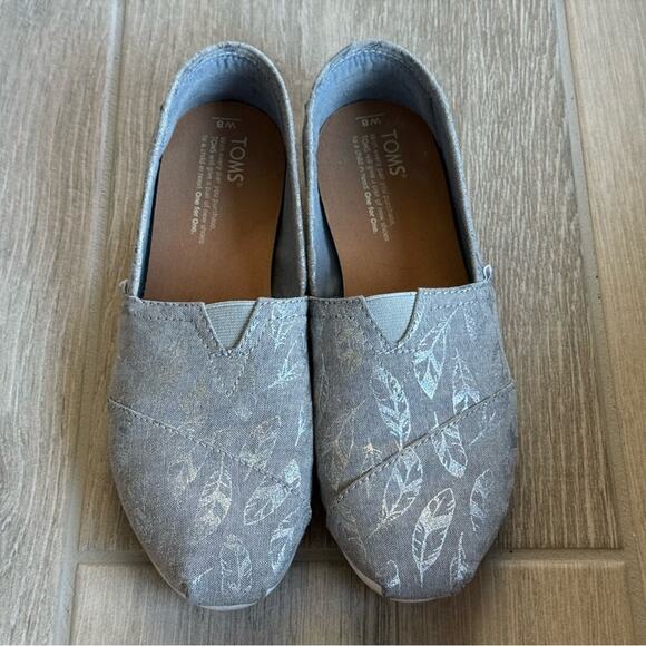 Toms Alpergata Gray & Silver Feather Size 8 Loafer Flat Women’s Shoes - Picture 8 of 8